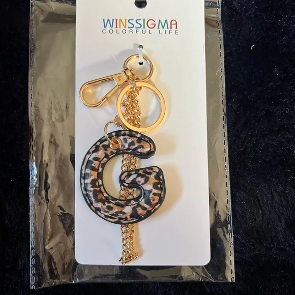 🐆 Leopard PU leather “G” Initial Letter Keyring Keychain Bag Charm🐆NWT - Picture 9 of 10